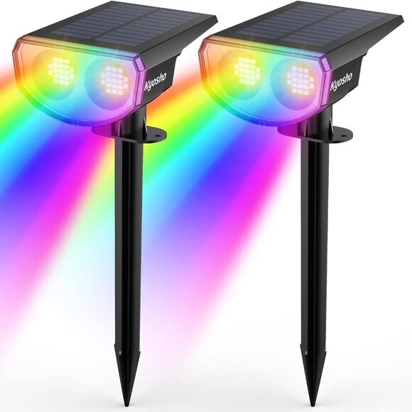 Solar Color Spot Lights Outdoor 9 Lighting‎ Modes Halloween Christmas 38 LED - Picture 1 of 8
